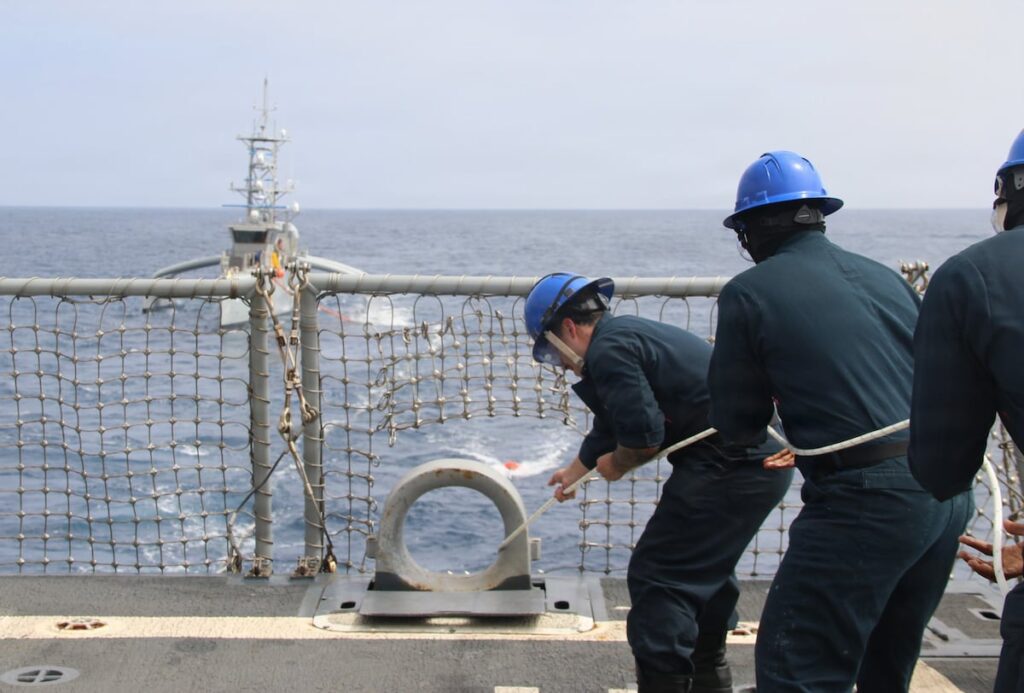 US destroyer practices at-sea drone refueling